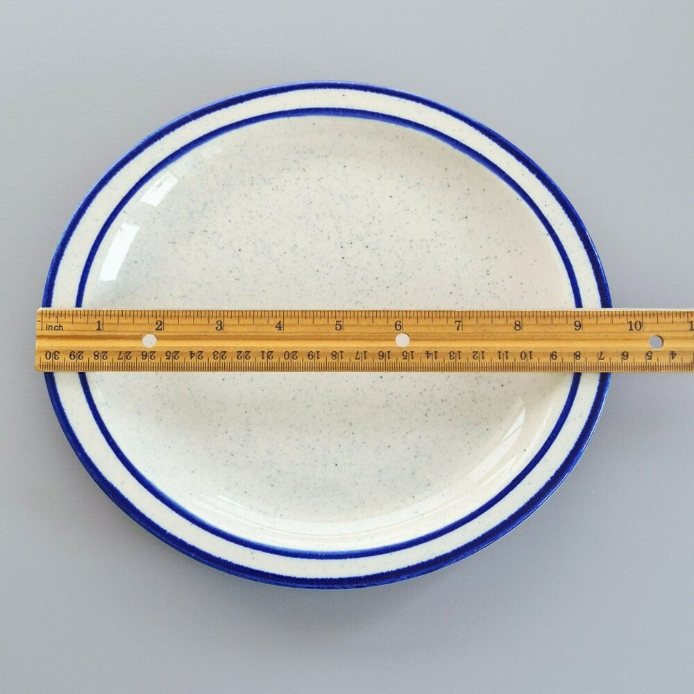 Vintage Syracuse Kings Inn Oval Steak Plate, Blue Bands, c1920s Restaurant Ware - Picture 7 of 8
